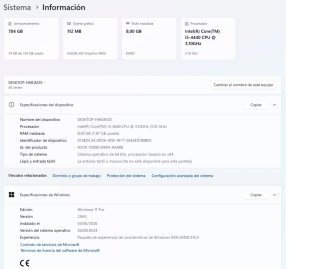 PC ordenador sobremesa i5 8GB RAM 128GB SSD