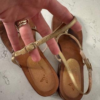 Sandali infradito cuoio con brillantini