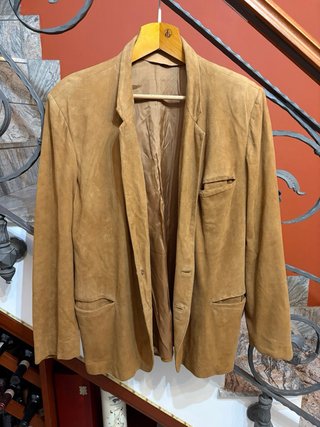 Giacca blazer in vera pelle scamosciata vintage