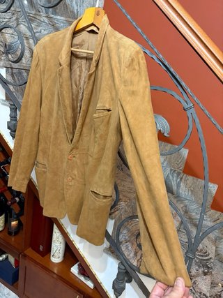Giacca blazer in vera pelle scamosciata vintage
