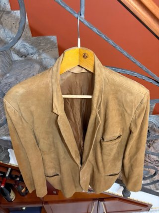 Giacca blazer in vera pelle scamosciata vintage