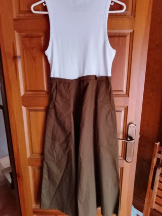 Vestido tirantes blanco y verde Talla L