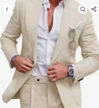 Traje de Lino Verano Beige y Gris