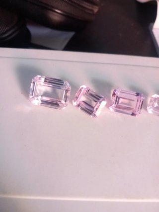 Lotto 5 Gemme Sintetiche Rosa Taglio Smeraldo per