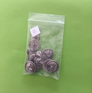 12 Botones Plateados con Corona y Caballo