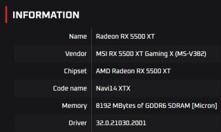 MSI Radeon RX 5500 XT GAMING X 8G