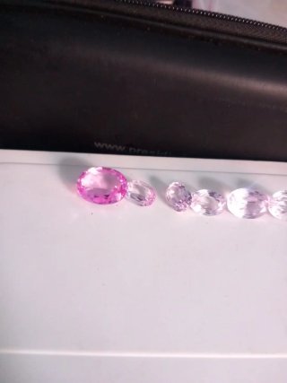 Lotto 6 Gemme Sintetiche Rosa Taglio Ovale - Bigio