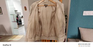 Anorak mujer beige plumas