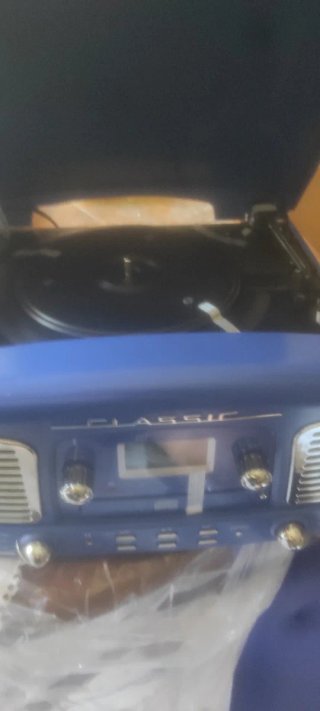 Giradischi vintage Lauson MP3 blu nuovo