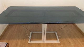 Mesa de comedor cristal y metal