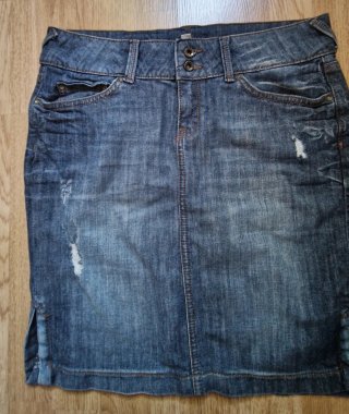 Falda vaquera midi MANGO efecto desgastado talla38