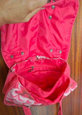 Bolso Desigual Fucsia y Verde de tela