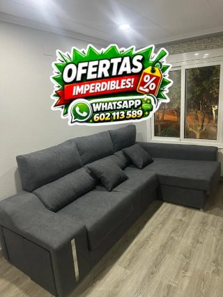 Divano chaise longue Dubai in grigio aura, 3 posti, nuovo, consegna gratuita