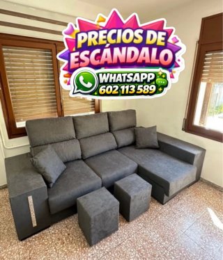 Divano chaise longue Dubai in grigio aura, 3 posti, nuovo