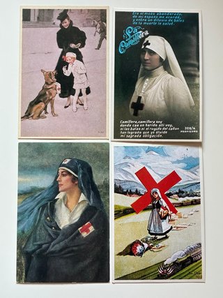 Lote 4 Postales Vintage Cruz Roja