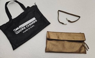 Bolso cartera piel dorada