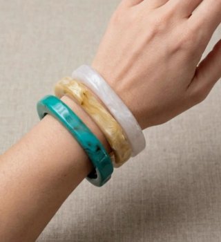 Set 3 Bracciali Resina Quadrati Multicolor