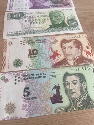 5 Billetes Argentinos Varios Valores