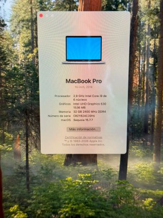 MacBook pro 15" 2018 i9/32/512
