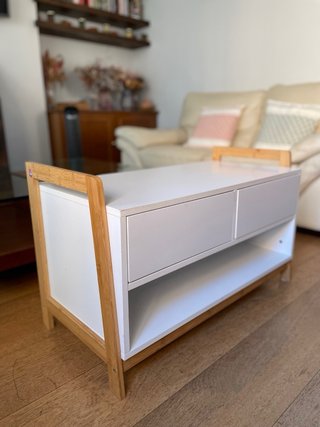 Banco Zapatero Recibidor Nórdico Blanco y Madera