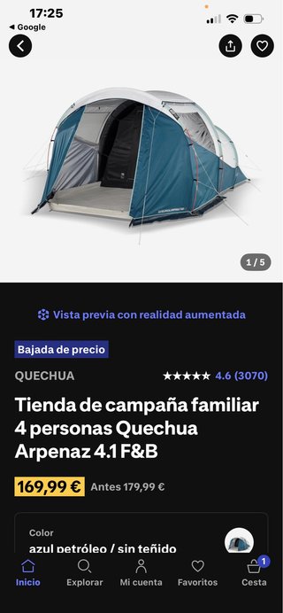 Tienda campaña familiar 4 personas