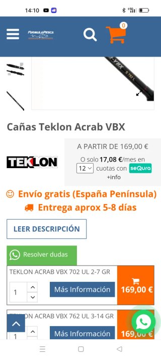 Caña Spinning Ultraligero y Rockfishing Teklon