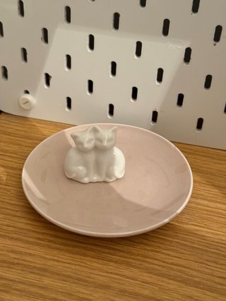 Joyero pequeño gatos blanco y rosa