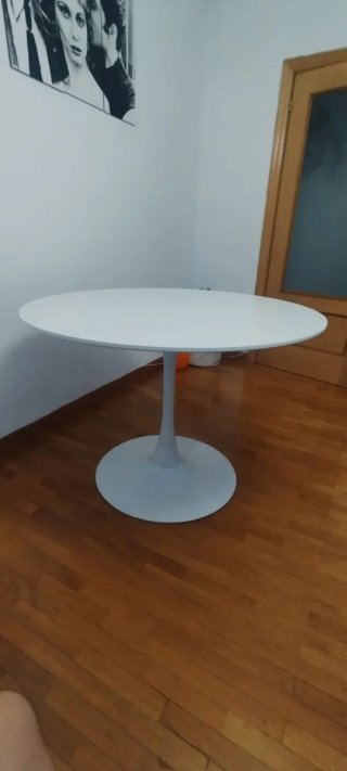 Mesa redonda comedor madera blanca