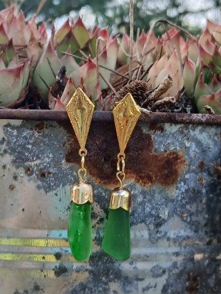 Pendientes de cristal de mar dorados