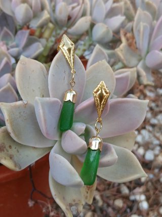 Pendientes de cristal de mar dorados