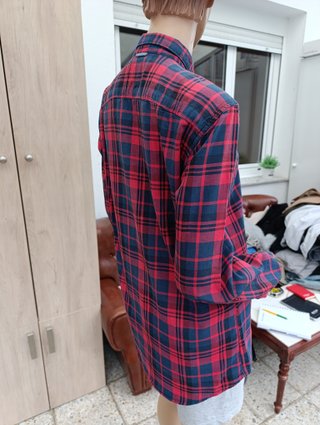 Camisa de cuadros roja y azul Pull&Bear - talla S
