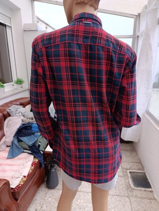 Camisa de cuadros roja y azul Pull&Bear - talla S