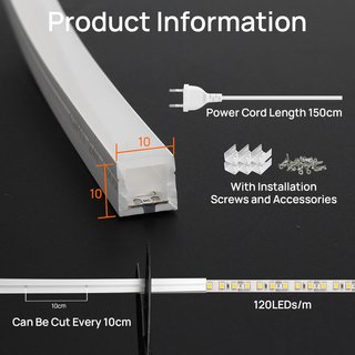 Tira LED neón SUCIKORIO 15m IP65 3000K