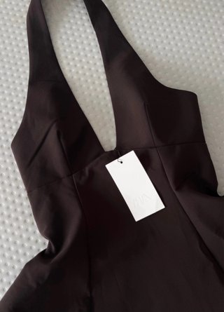 Vestido Zara Marrón Halter