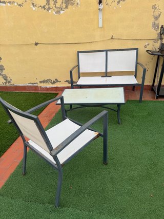 Lote mobiliario de jardín + barbacoa + 2 mesas