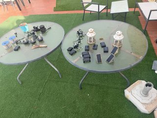 Lote mobiliario de jardín + barbacoa + 2 mesas
