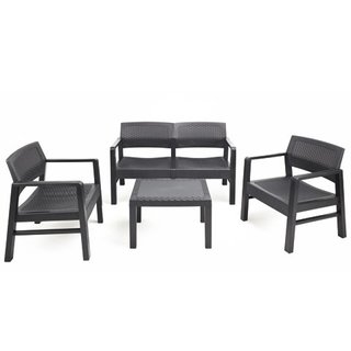 Conjunto Muebles Jardín Plástico Negro