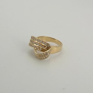 Anillo de oro de 18k con circonitas, 6.33 g, T-16.