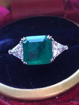 Anillo Esmeralda y Diamantes Plata
