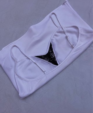 Conjunto Pijama Avon Blanco Encaje Negro Talla M
