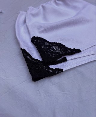 Conjunto Pijama Avon Blanco Encaje Negro Talla M