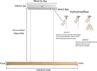 Lámpara colgante LED madera 120cm regulable