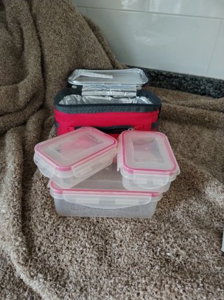 Bolsa Porta Alimentos Roja y Gris