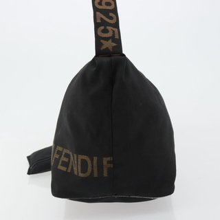 FENDI Shoulder Bag Nylon Black Gold Auth 180024 -