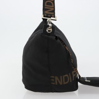 FENDI Shoulder Bag Nylon Black Gold Auth 180024 -