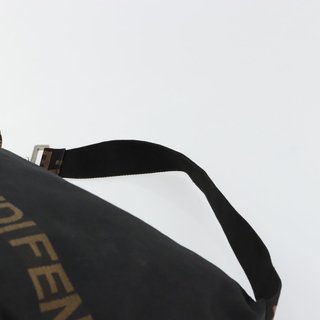 FENDI Shoulder Bag Nylon Black Gold Auth 180024 -