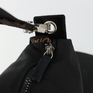 FENDI Shoulder Bag Nylon Black Gold Auth 180024 -
