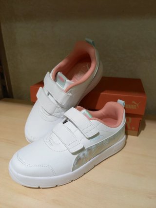 Scarpe Puma Bambina Bianco argento Velcro 35