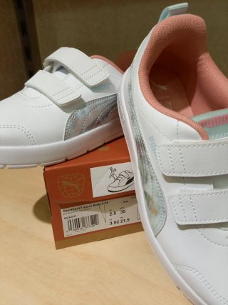 Scarpe Puma Bambina Bianco argento Velcro 35