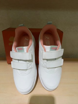 Scarpe Puma Bambina Bianco argento Velcro 35